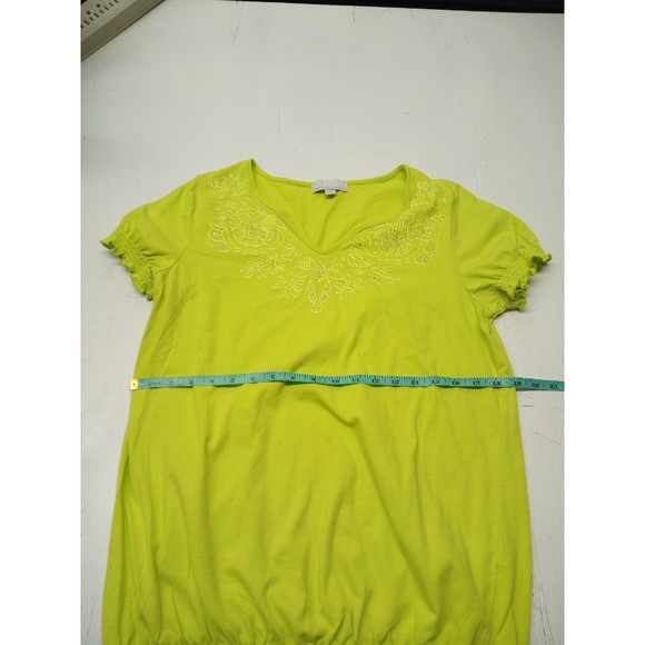 Carolyn Taylor Women's Ladies Short Sleeve Blouse Shirt Size Large Green Embelli - Picture 3 of 5